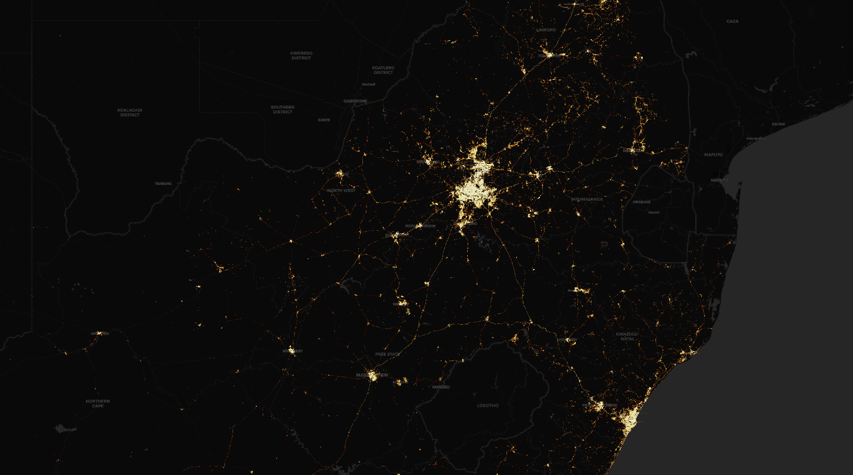 Human mobility activity across South Africa