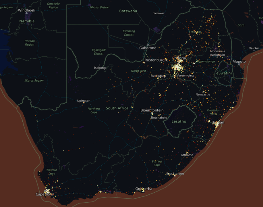 South Africa mobility and settlement map