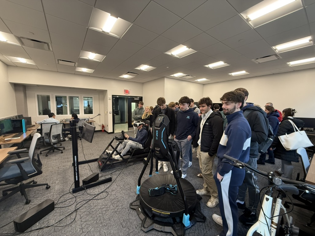 Students exploring transportation simulation and immersive lab tools